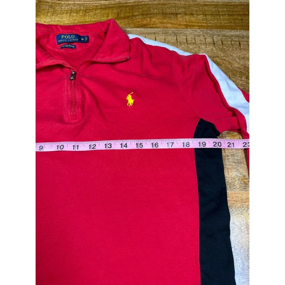 Polo Ralph Lauren Pima Soft Touch Quarter Zip Pullover Red Mens‎ Medium Pony